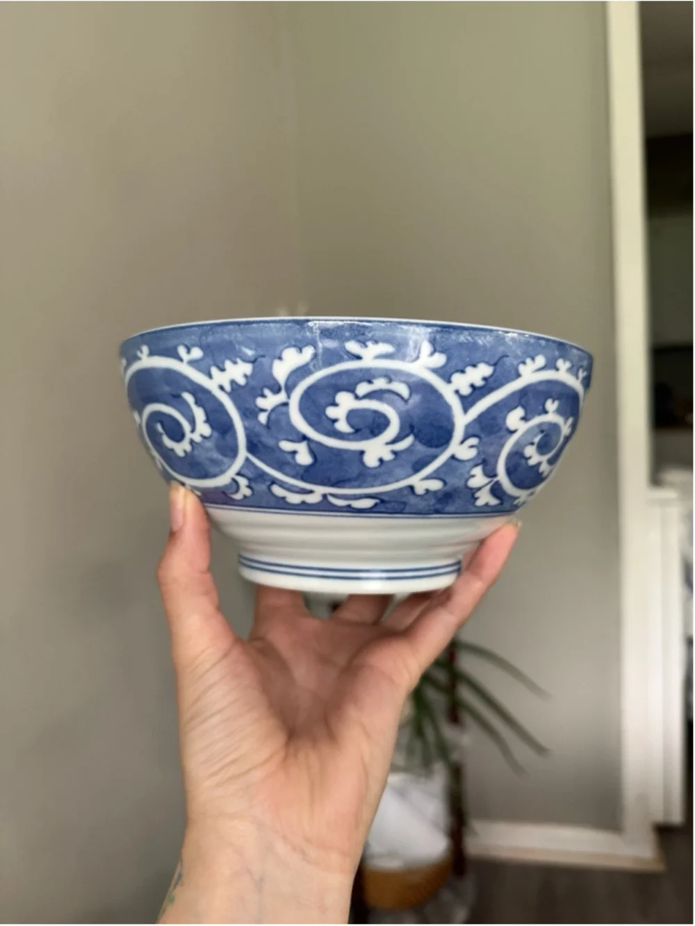Mino ware Japan Ceramics Ramen Noodle Donburi BlueKarakusa Pattern made in Japan